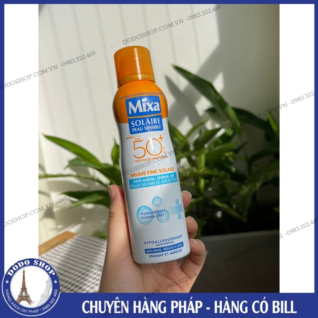 Kem chống nắng Mixa SOLAIRE SPF50  dạng xịt, Hàng nội địa Pháp