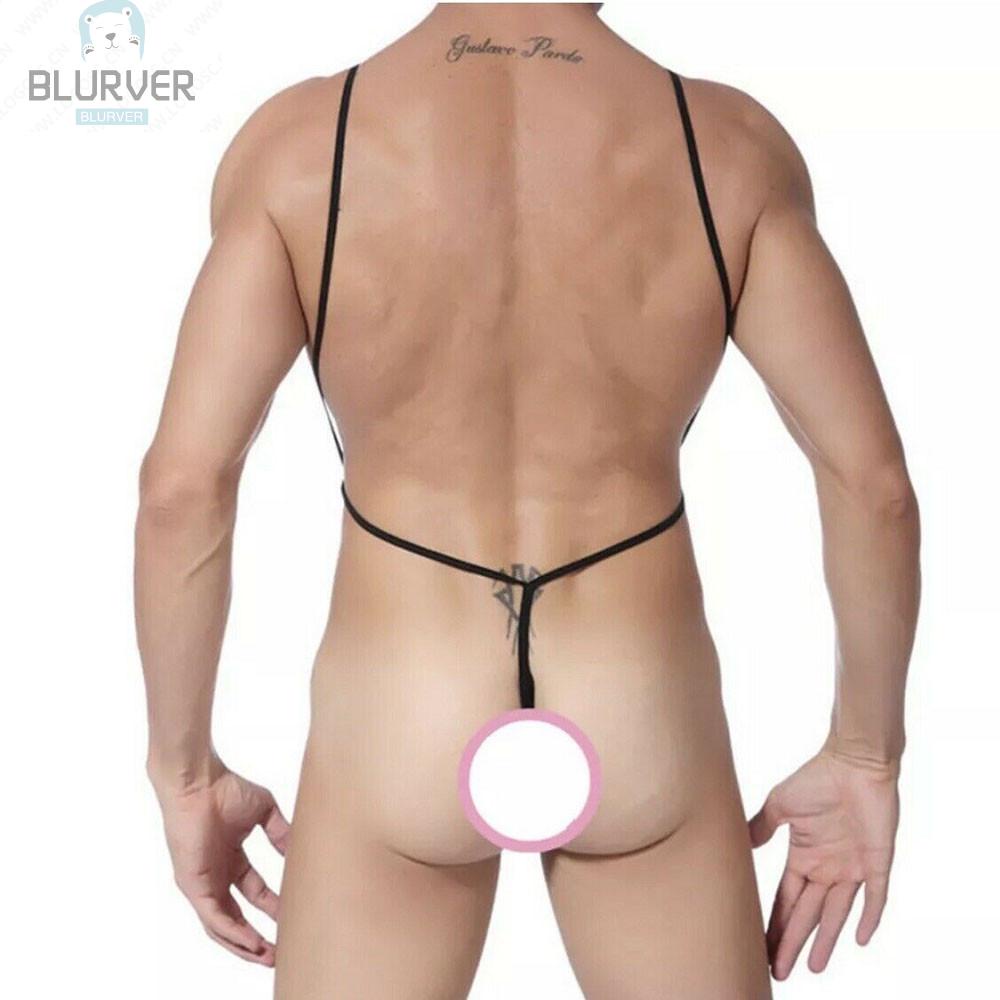 BLURVER~Bodysuit Lingerie Male Nightwear See Through Sheer Sleepwear Sleeveless#blueriver