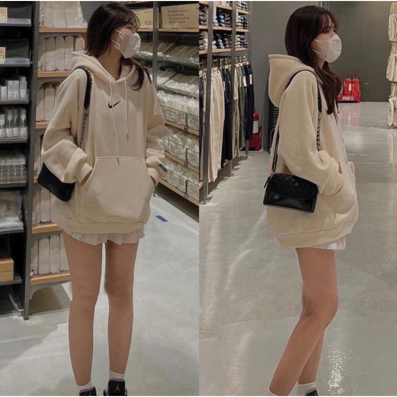 Áo Khoác HOODIE nỉ bông mũ to 2 lớp Unisex form rộng in Silicon dẻo DẤU TICK