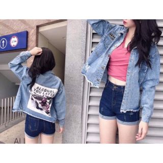 🌺🌺khoác jeans in hình siêu chất +ảnh thật phía sau🌺🌺