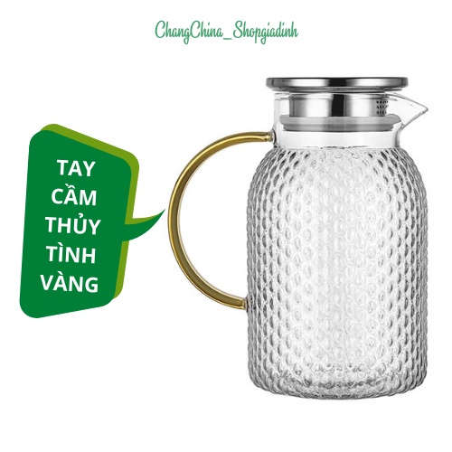 Bình nước thủy tinh chịu nhiệt dung tích 1,5L & 1,9L có thể đun trên bếp, nắp thép chống gỉ