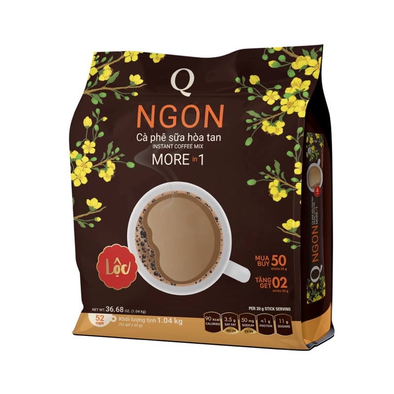 [Mã GROXUAN1 giảm 8% đơn 150K] NGON - TRẦN QUANG - Cà Phê Hòa Tan 3in1 Size Lớn (52 gói/túi) | BigBuy360 - bigbuy360.vn