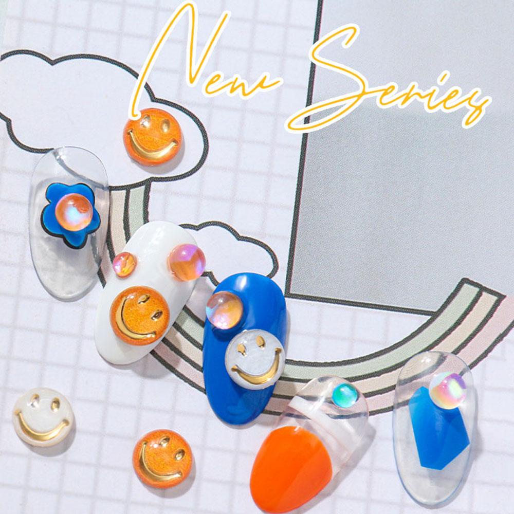 OCEANMAP Phụ Kiện Trang Trí Móng Tay Hình Hoa Hướng Dương Mặt Cười Phong Cách Nhật Bản