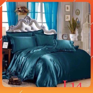 [Xả hàng] Chăn ga gối phi lụa_L14 (xanh cổ vịt)