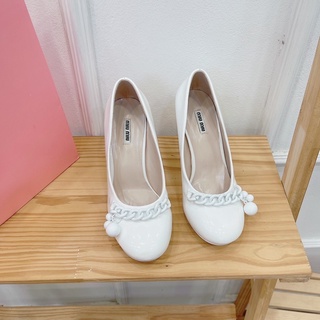 Giày cao gót miumiu trắng xích fullbox
