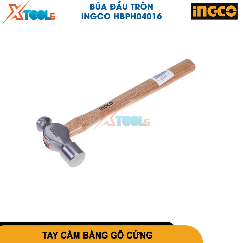Búa đóng đinh đầu tròn INGCO 450-660g thép carbon 45 xử lý nhiệt chắc chắn, tay cầm gỗ cứng [CHÍNH HÃNG][XTOOLS]