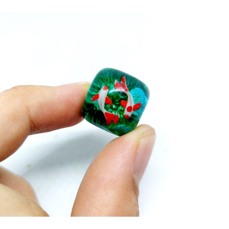 Keycap resin cá koi mini profile DOM tone lá trang trí bàn phím cơ gaming