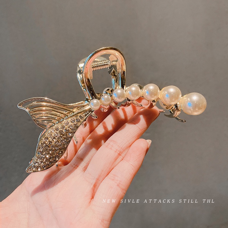 Kẹp Tóc Kim Loại Đính Đá Ngọc Trai Thời Trang Hàn Quốc