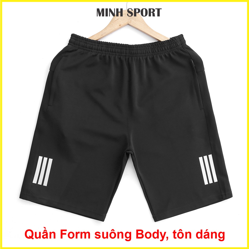 Quần Short Nam Thể Thao Cao Cấp Vải Thun Poly 2 Da Dày Dặn, Lưng Thun Có Dây Rút, Khóa Kéo Chắc Chắn mã QUAN.24