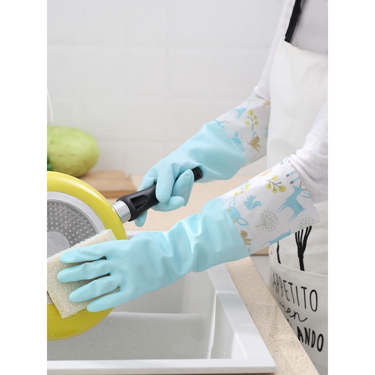 Bao tay cao su nội trợ nhà bếp lót bông cao cấp găng tay rửa chén bát đa năng siêu dai bền đẹp