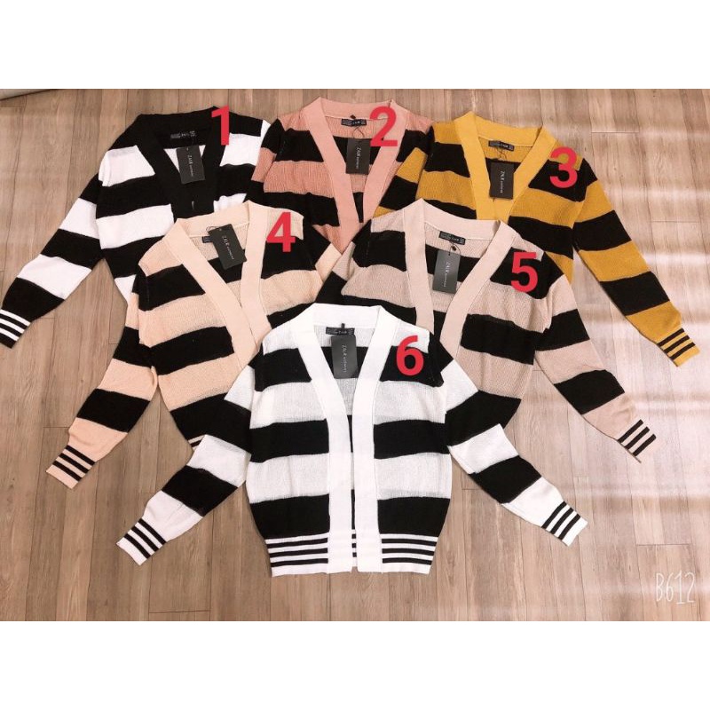 [36-53kg] Áo Khoác Cardigan Lửng Nữ. Có 6 Màu [Len Sọc To 2 Màu]. Áo Khoác Len Nữ From Croptop.