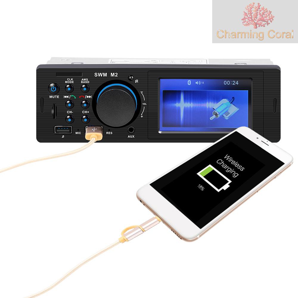 Máy phát âm thanh MP3 radio FM bluetooth SWM M2 60W hỗ trợ USB/TF/3.5mm AUX cho xe hơi