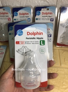 Núm ty silicone siêu mềm cổ hẹp Dolphin