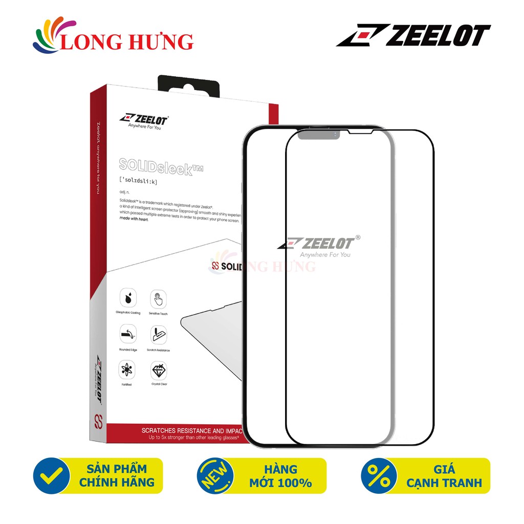 Dán màn hình cường lực Full viền chống vân tay Zeelot iPhone 12 Pro Max/13 Mini/13/13 Pro/13 Pro Max - Hàng chính hãng