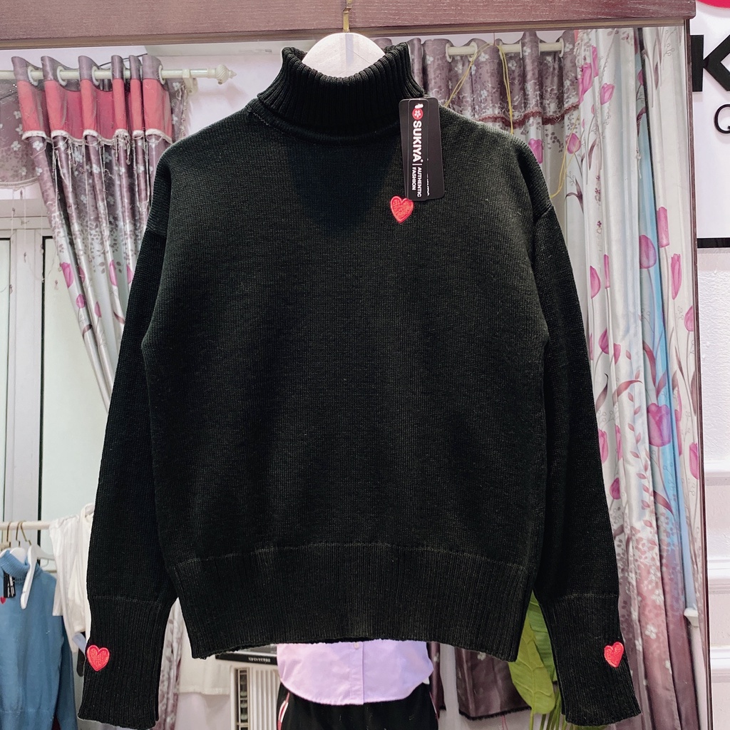 Áo Len Nữ Cổ Lọ SUKIYA Thêu Tim Chất len Mềm Mại Cao Cấp AL39 | BigBuy360 - bigbuy360.vn