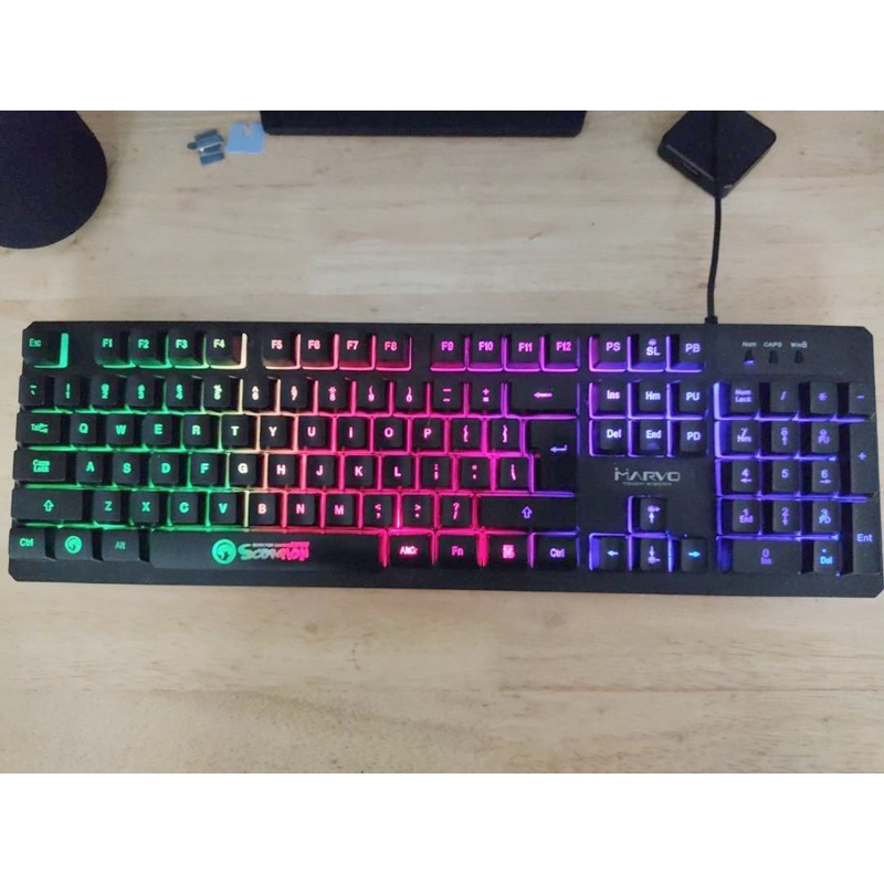 Bộ bàn phím và chuột Marvo KM408 led đa màu - chơi game cực ổn (Đen) - Nhất Tín Computer