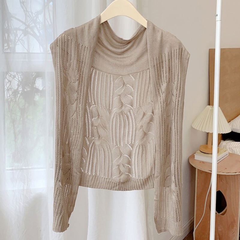 Áo Choàng Dệt Kim Ngắn Chống Nắng Màu Sắc Trơn Nhẹ Nhàng Thời Trang Mùa Hè Cho Nữ