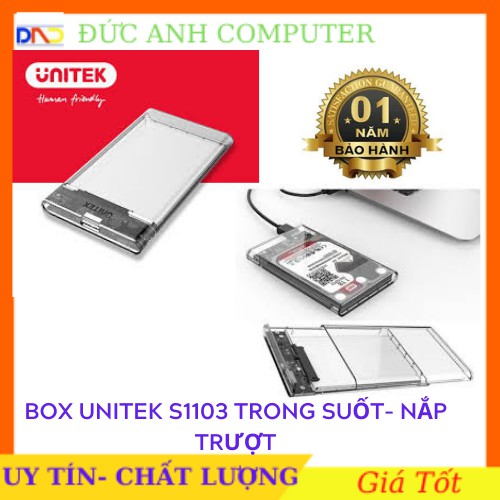 HDD Box 2.5 USB 3.0 SATA Unitek S1103A - Trong Suốt  -  Hãng phân phối- Full Box- Bảo Hành 12 Tháng