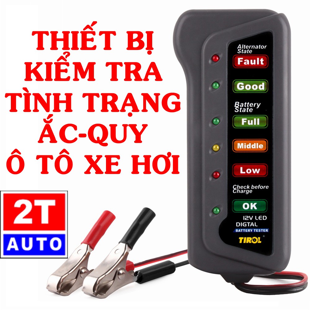 Thiết bị, máy kiểm tra tình trạng ắc quy acquy, bình điện xe hơi ô tô xe máy 12V:   SKU:288