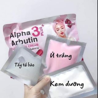 Set tắm dưỡng trắng da alpha arbutin tẩy da chết, ủ trắng, dưỡng trắng da trắn hồng rạng rỡ