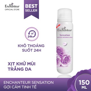 Combo 2 chai XỊT KHỬ MÙI NƯỚC HOA ENCHANTEUR SENSATION GỢI CẢM TINH TẾ NGĂN MỒ HÔI & MÙI CƠ THỂ 150ML