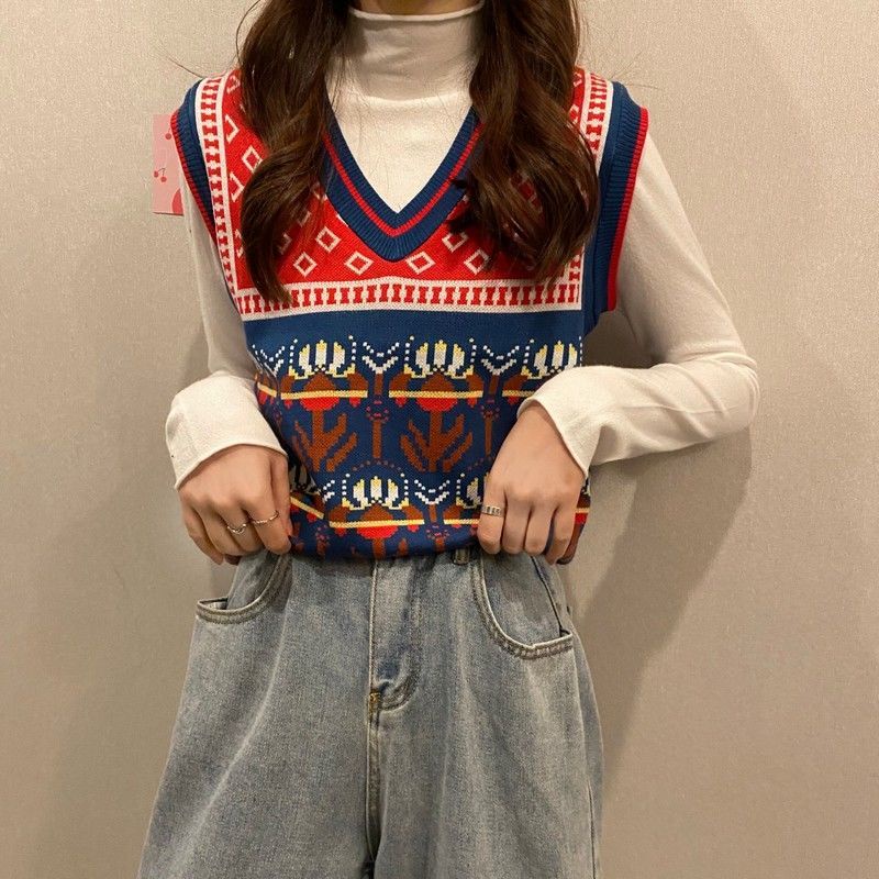 Áo len nữ không tay cổ chữ V mới