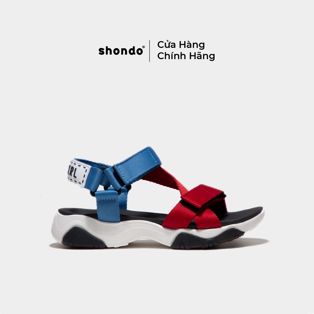 Giày Sandal Shondo Girly Đế Trắng Quai Đỏ Phối Xanh Cender Gim0062