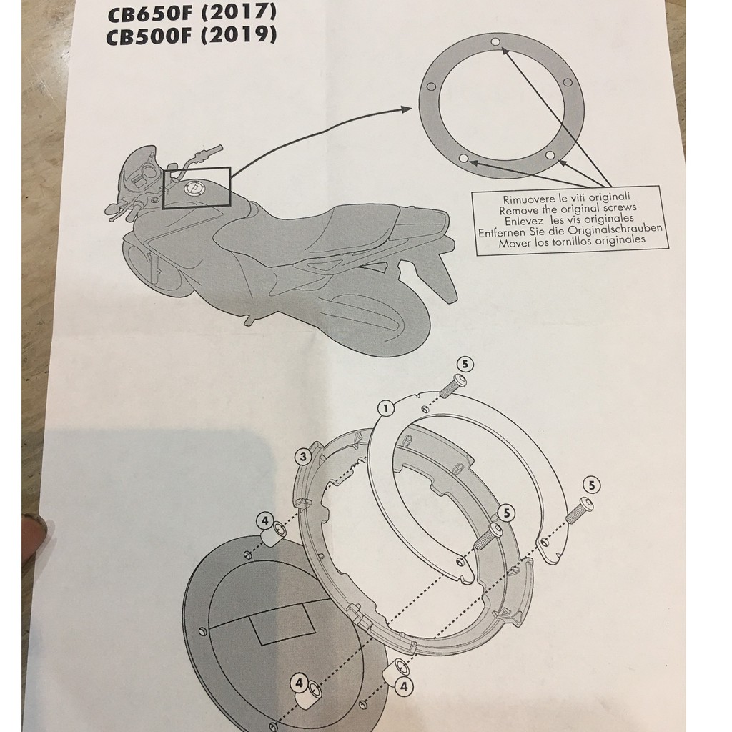 Bộ Ngàm Bình Xăng BF30 (Tanklock) Gắn Túi Bình Xăng Cho Honda CB500F 2019, CB650F, CBR1000RR 2017-2019