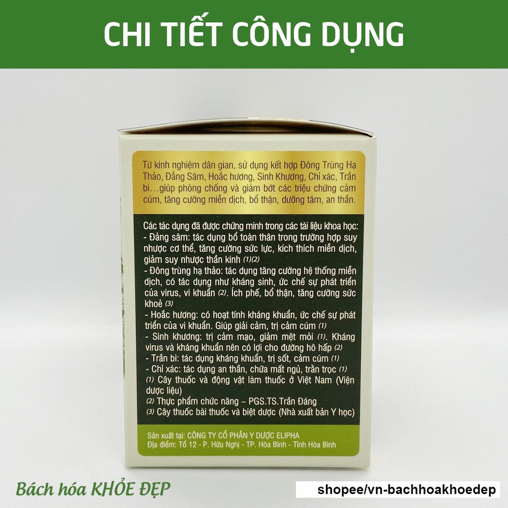 Trà Đông Trùng Hạ Thảo Đẳng Sâm Anticov tăng sức đề kháng, bổ thận, dưỡng tâm, an thần, giải cảm - Hộp 20 gói