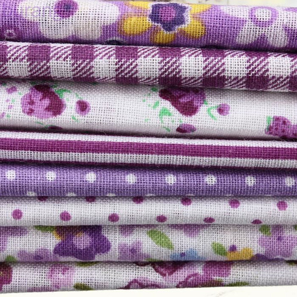 Bộ 8 tấm vải cotton họa tiết kẻ sọc chấm bi bông hoa xinh xắn dùng may đồ
