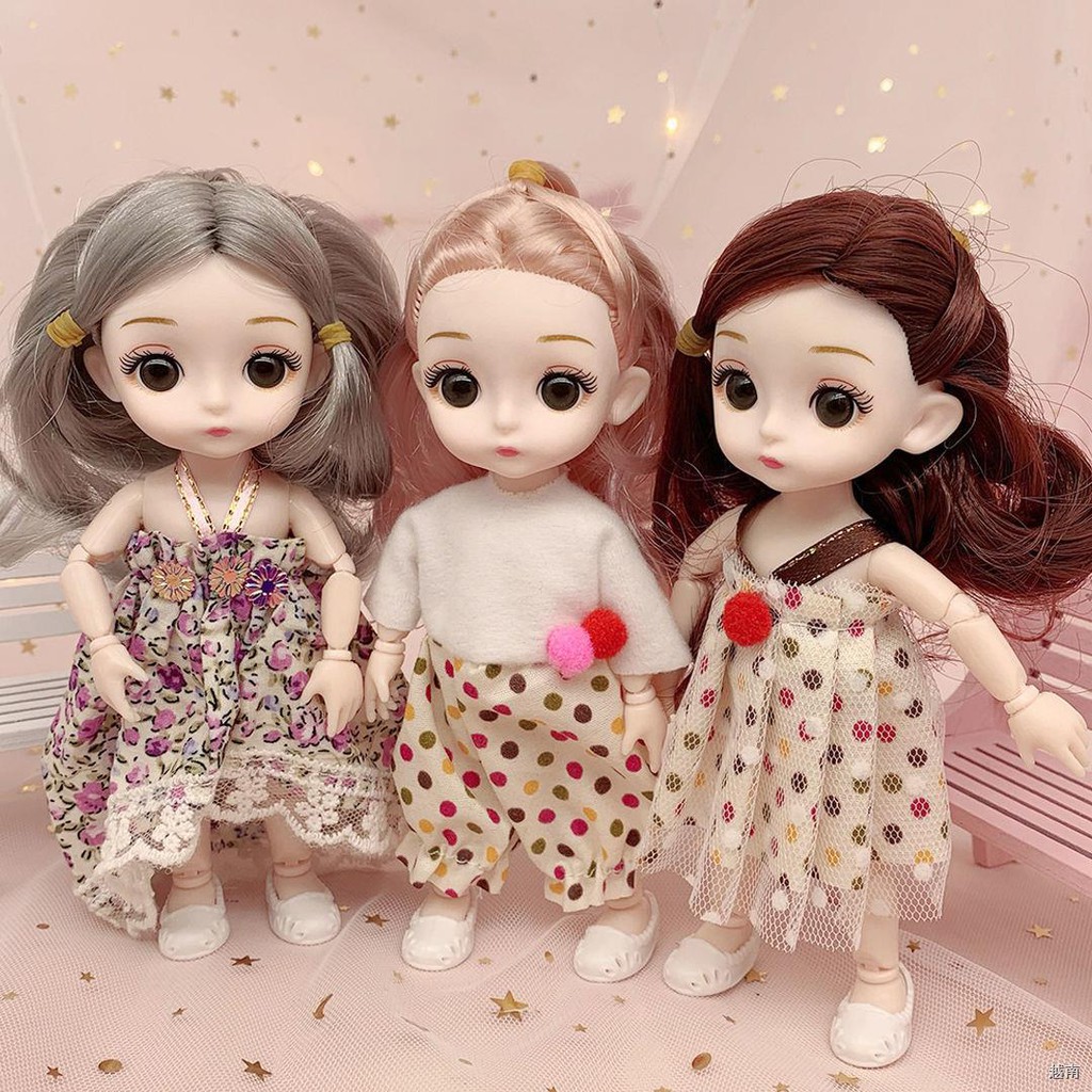 ∈17cm Búp bê Barbie 21 khớp có thể cử động cô gái công chúa đồ chơi mini ăn mặc dễ thương set bjd lớn