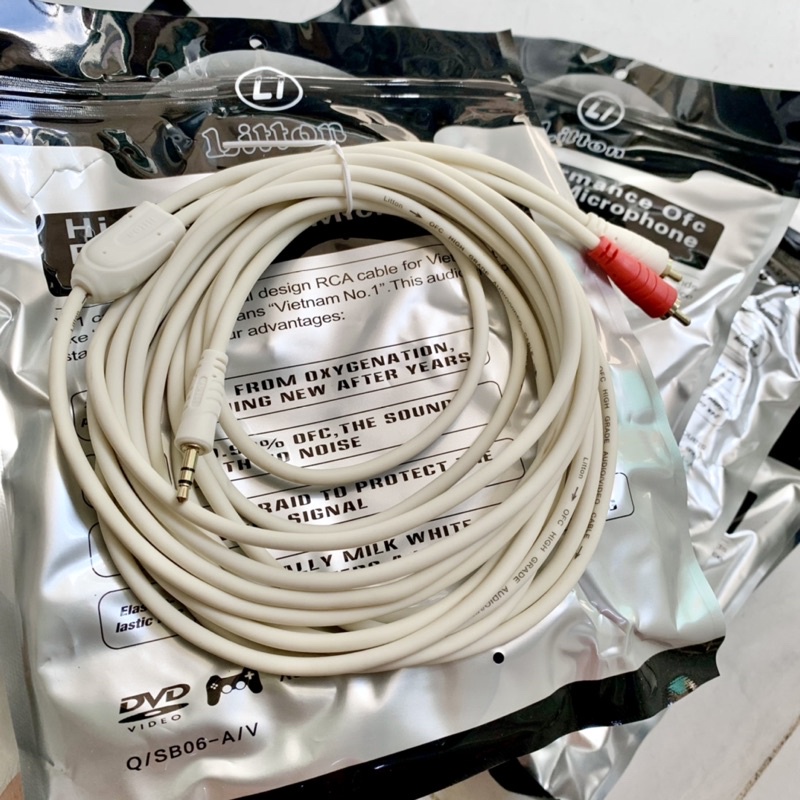 Dây 3.5 ra 2 Đầu Hoa Sen/RCA dài 1.8met-3met-5met-10met.