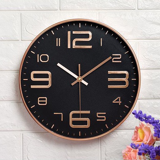 ♣☸Đồng hồ treo tường Quartz kim trôi cao cấp, số vuông, hiện đại (tặng Pin)