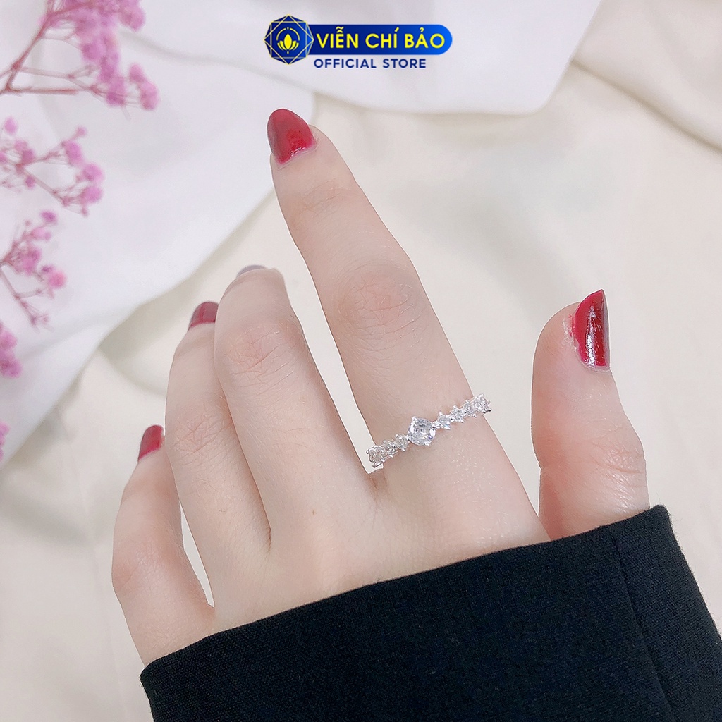 Nhẫn bạc nữ viền đính đá chất liệu bạc S925 thời trang phụ kiện trang sức nữ thương hiệu Viễn Chí Bảo N400345