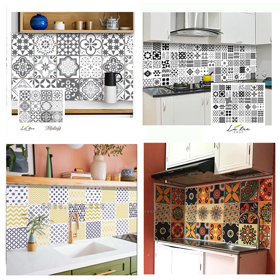 Decal chống nước dán nhà vệ sinh dán tường bếp dễ lau chùi chịu nhiệt Loại 1 - LT