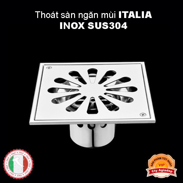 Thoát sàn ngăn mùi 10x10 12x12 15x15 cm - Có phễu ngăn mùi - Thép ITALIA 100 năm ko rỉ