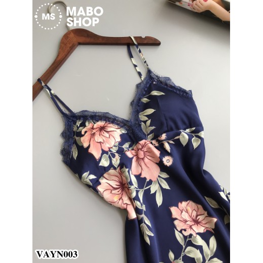 Mã FSSHOT16 giảm 15% tối đa 50k đơn từ 300k_ Váy ngủ nữ lụa phối ren in hoa sexy VAYN003 cao cấp có mút nâng ngực | BigBuy360 - bigbuy360.vn