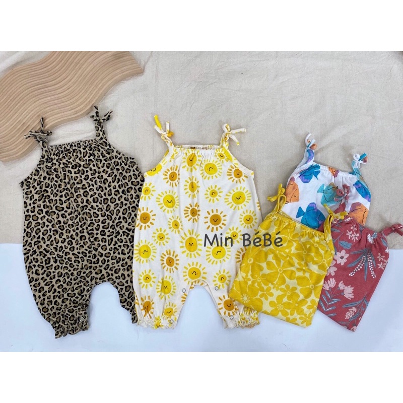 Body đùi 2 dây cotton cho bé gái - mẫu nơ vai