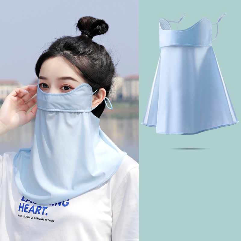 Khẩu Trang Lụa Lạnh Mỏng Bảo Vệ Mắt Cổ Chống Nắng Thoáng Khí Tiện Dụng Cho Nữ