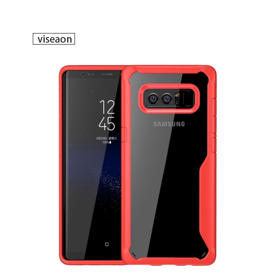 Ốp điện thoại silicone trong suốt + viền chống sốc cho Samsung Galaxy Note8 Note9