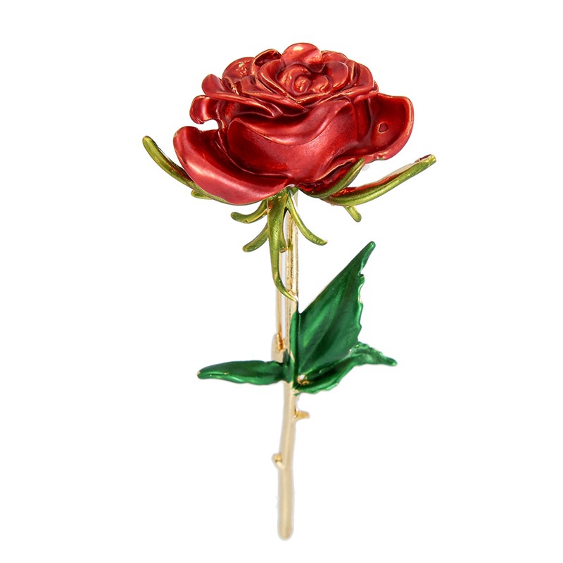 Ghim Cài Áo Hình Hoa Hồng Đính Đá Và Ngọc Trai Thanh Lịch