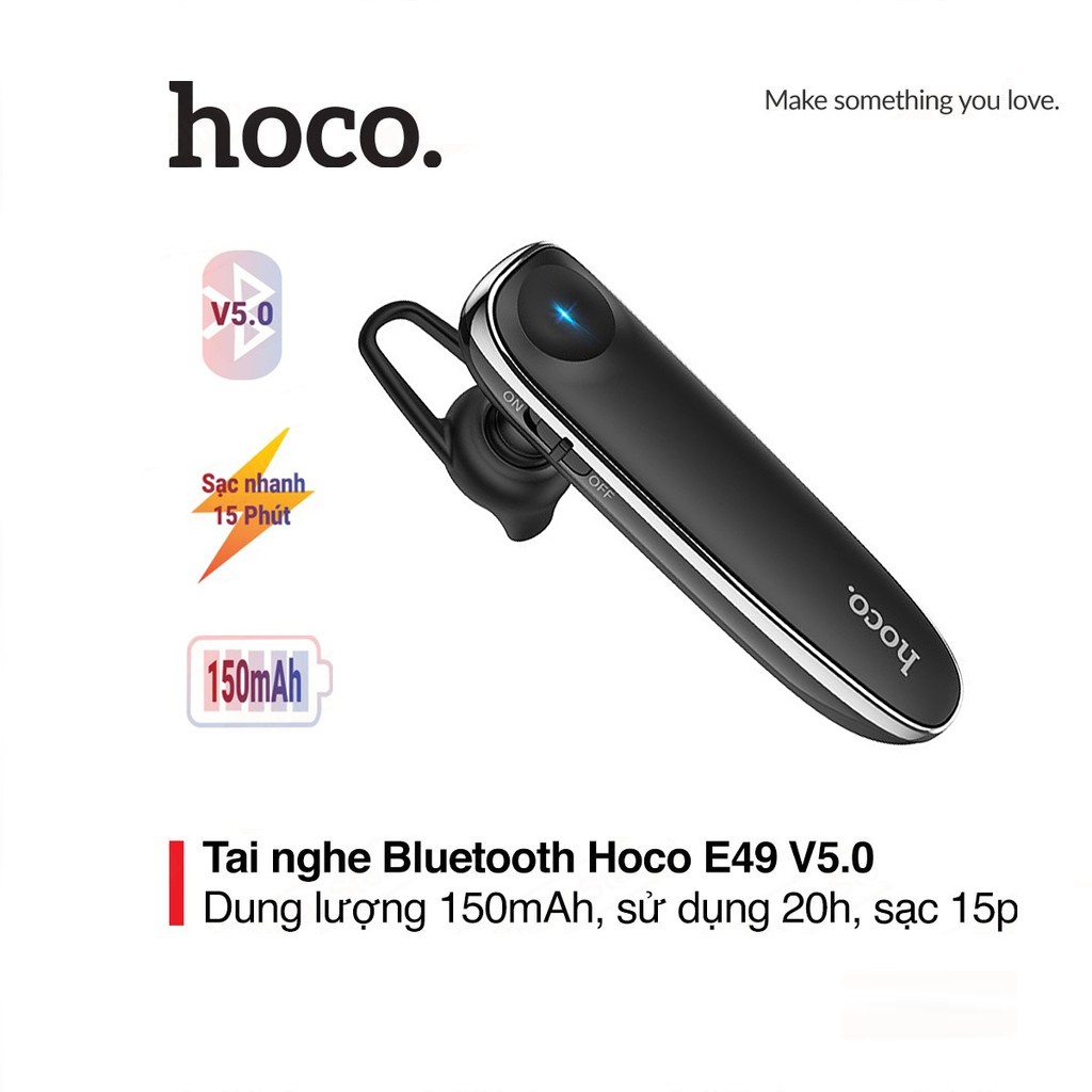 Tai nghe Bluetooth V5.0 Hoco E49 pin 150mAh điện áp DC5V sử dụng 20h gọn nhẹ