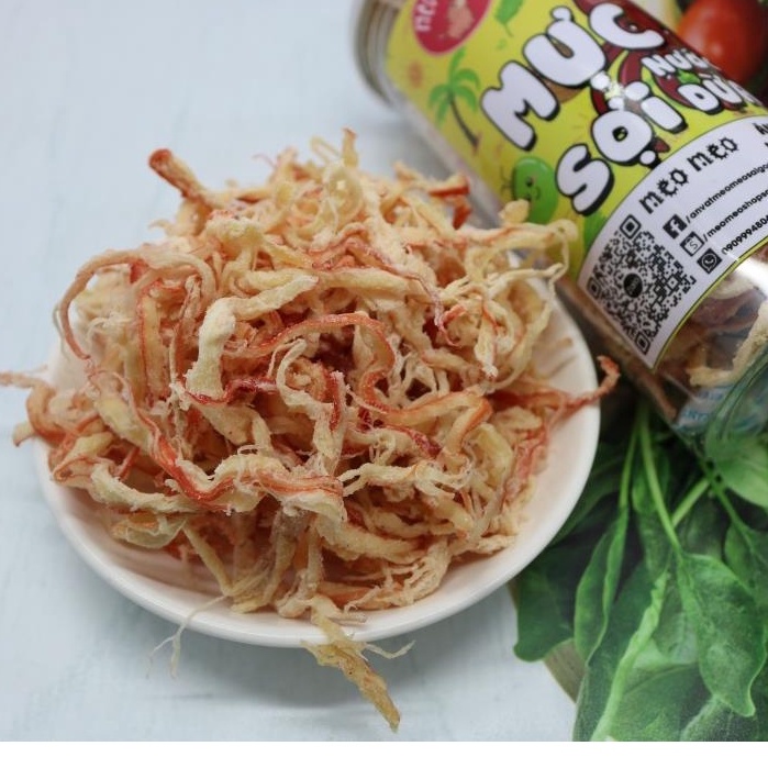 Mực Hấp Nước Dừa Xé Sợi MEO MEO 300g - Dai Ngọt Chuẩn Vị - Đồ Ăn Vặt Sài Gòn - Ăn Là Thích