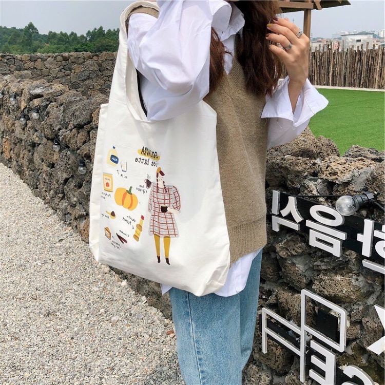 [ HÀNG SIÊU CẤP ] Túi tote vải bố đựng đồ canvas đeo chéo quả dâu phong cách Hàn Quốc siêu dễ thương