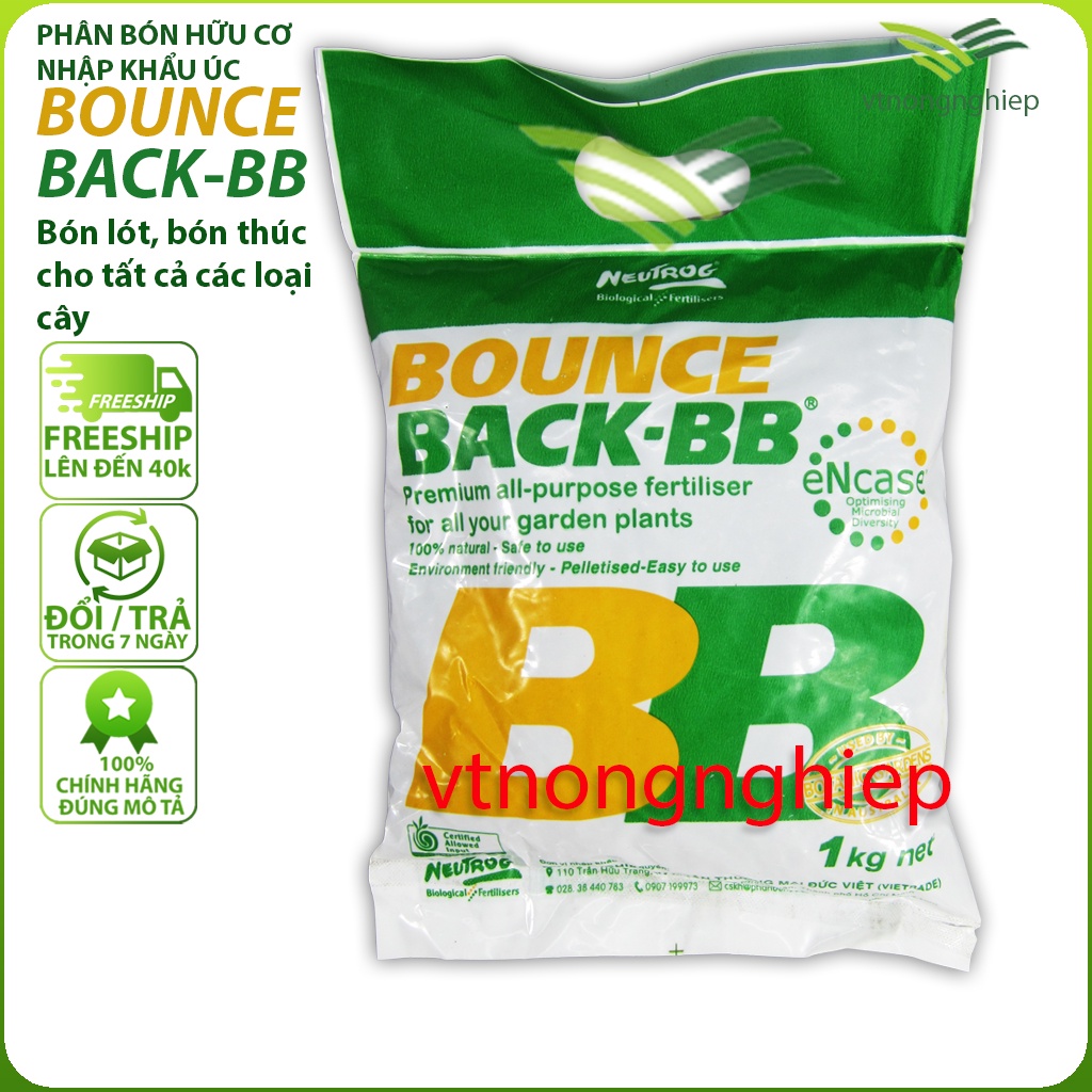 1kg phân bón hữu cơ đậm đặc Bounce Back, dạng viên, nhập khẩu Australia