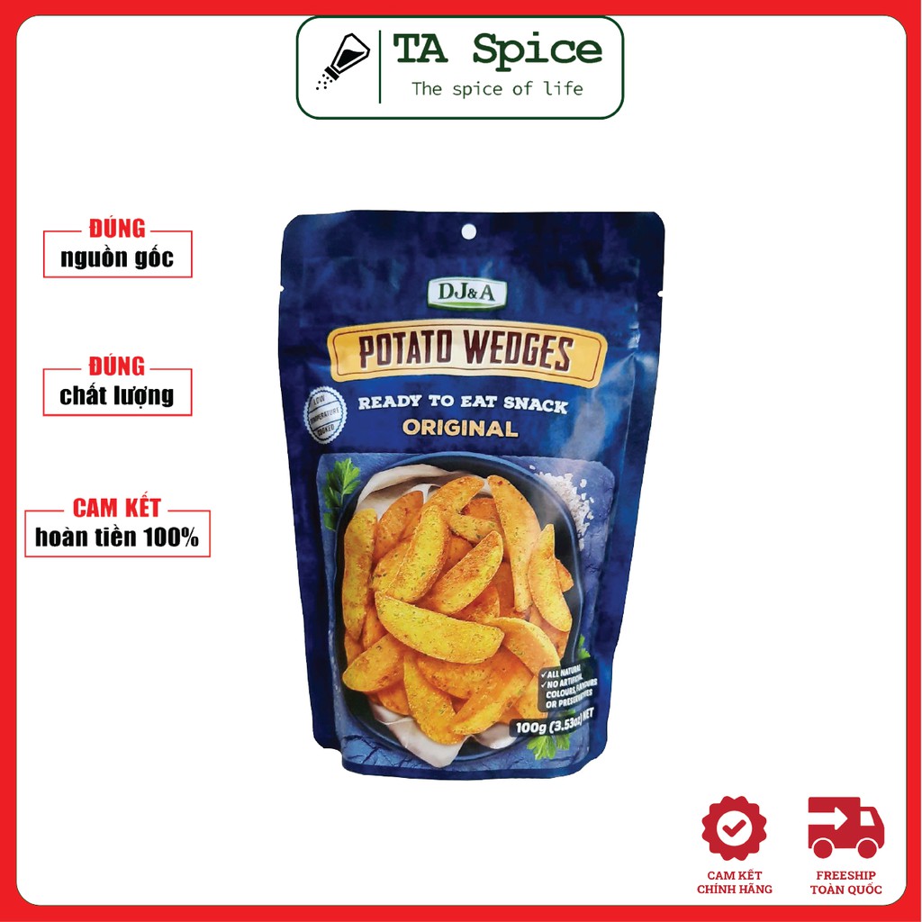 Khoai tây sấy vị truyền thống ăn liền DJ&amp;A 100g - Thích hợp ăn chay- DJ&amp;A Original Potato Wedges