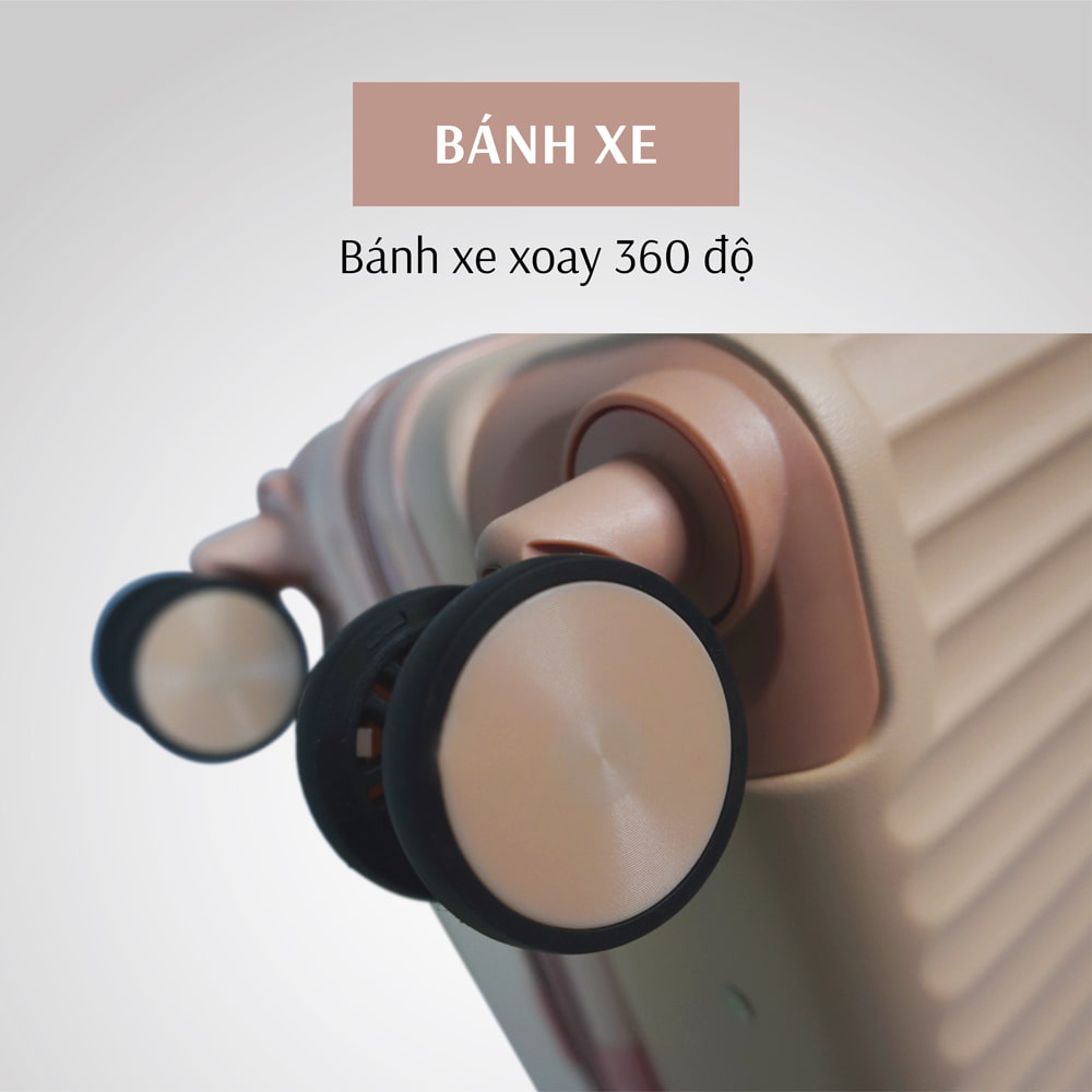 Vali kéo nhựa VL035 size 22 màu kem - Vali kéo nhựa TOPBAGS