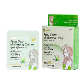 Kem Dưỡng Trắng Da Làm Mờ Vết Thâm Chiết Xuất Nha đam MediQueens Aloe Pearl Whitening Cream Pack [Hộp 8 gói]