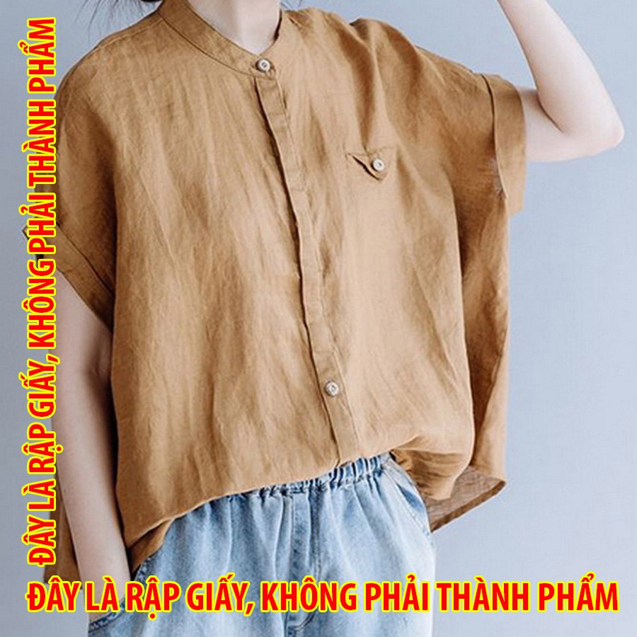 Rập giấy LL015 - Sơmi cổ trụ, tay liền