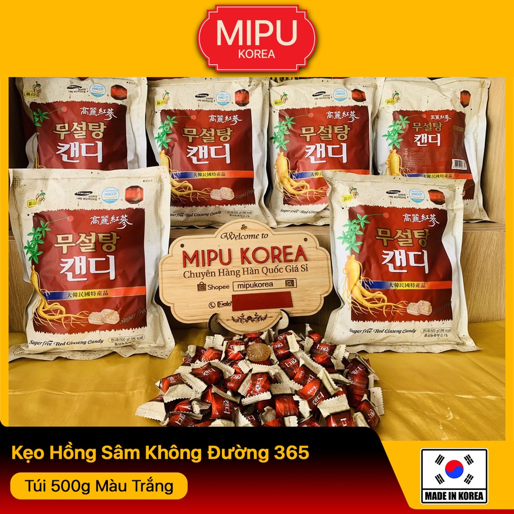 Kẹo Sâm - Kẹo Hồng Sâm Không Đường 365 Hàn Quốc túi 500g Màu thumbnail
